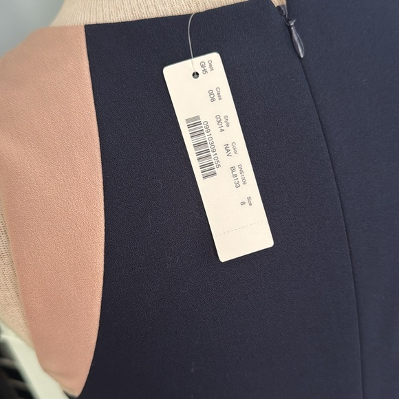 J.CREW Gwen navy blue colorblock sheath dress NEW NWT Size 8 nude blush pink - Picture 9 of 9